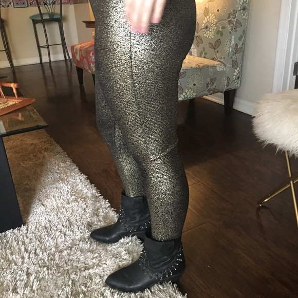 Holiday Gold Sparkle Leggins Girls Size 